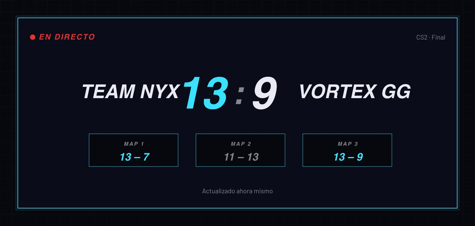 Marcador en directo de una final de eSports
